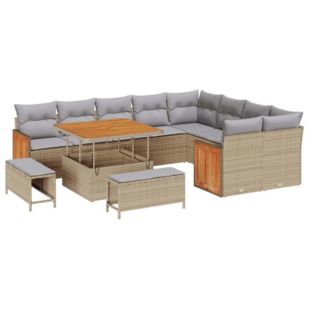 Garten-Sofa-Set 12 pcs Beige und Hellgrau 100 x 100 x 71 cm